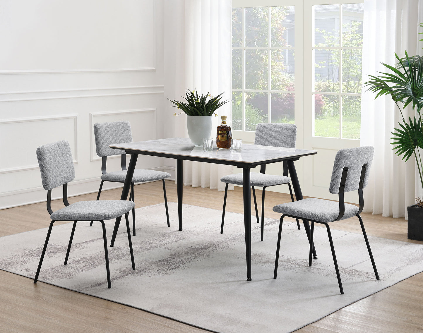 Calla Fabric Upholstered Dining Side Chair – Grey (Set of 2)