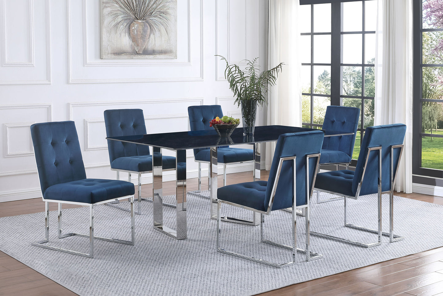Varese 79-inch Grey Sintered Stone Modern Dining Table with Sculptural Steel Base