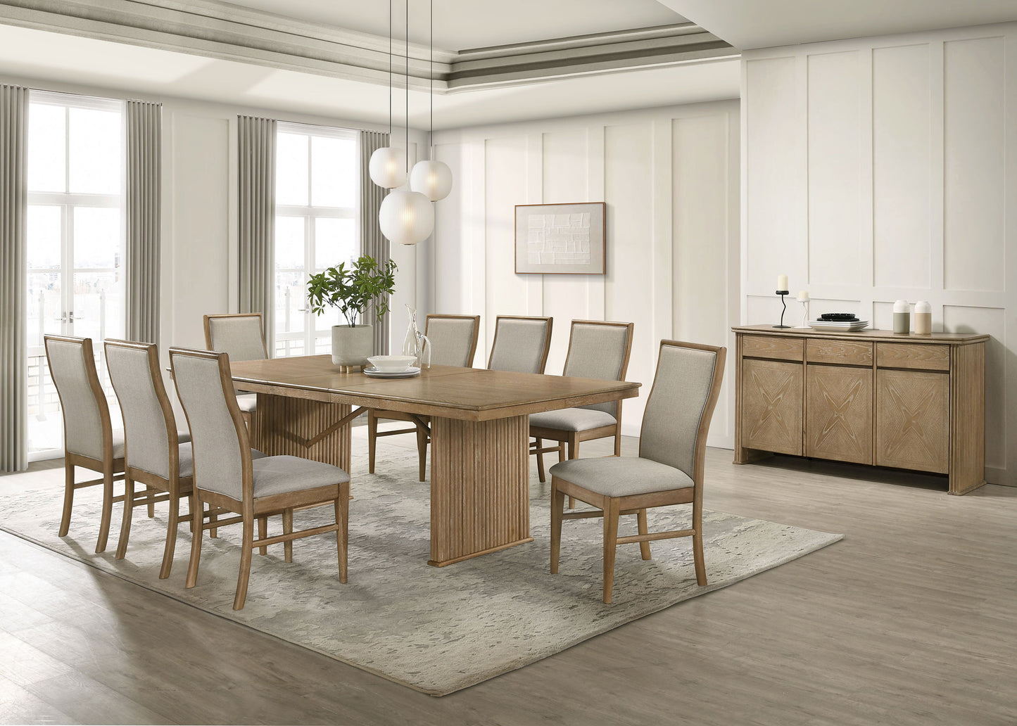 Haven Sideboard de 59" con 3 Puertas – Acabado Rústico Claro