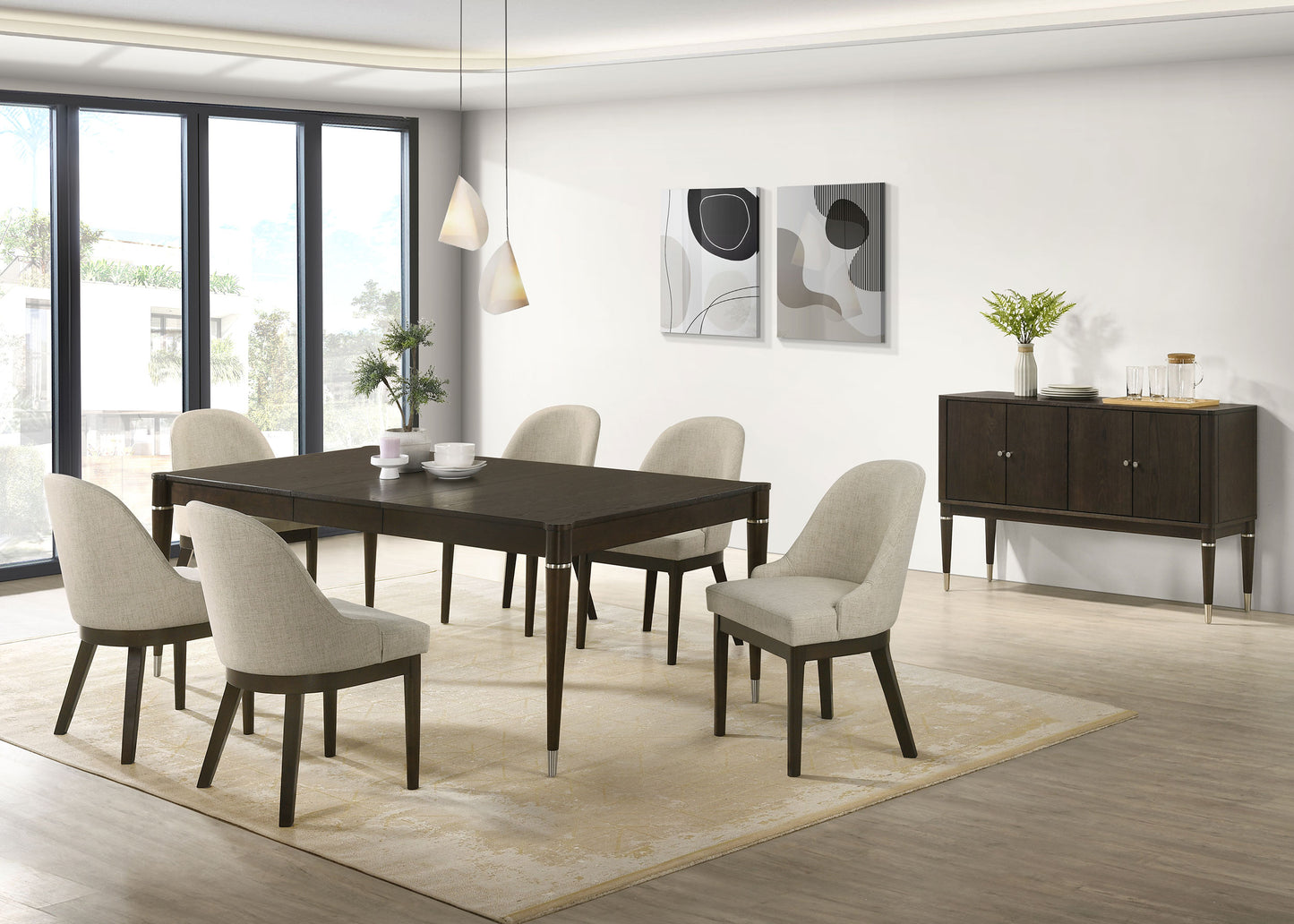 Dawson Dining Sideboard Cabinet with Four Doors Ash Brown Finish