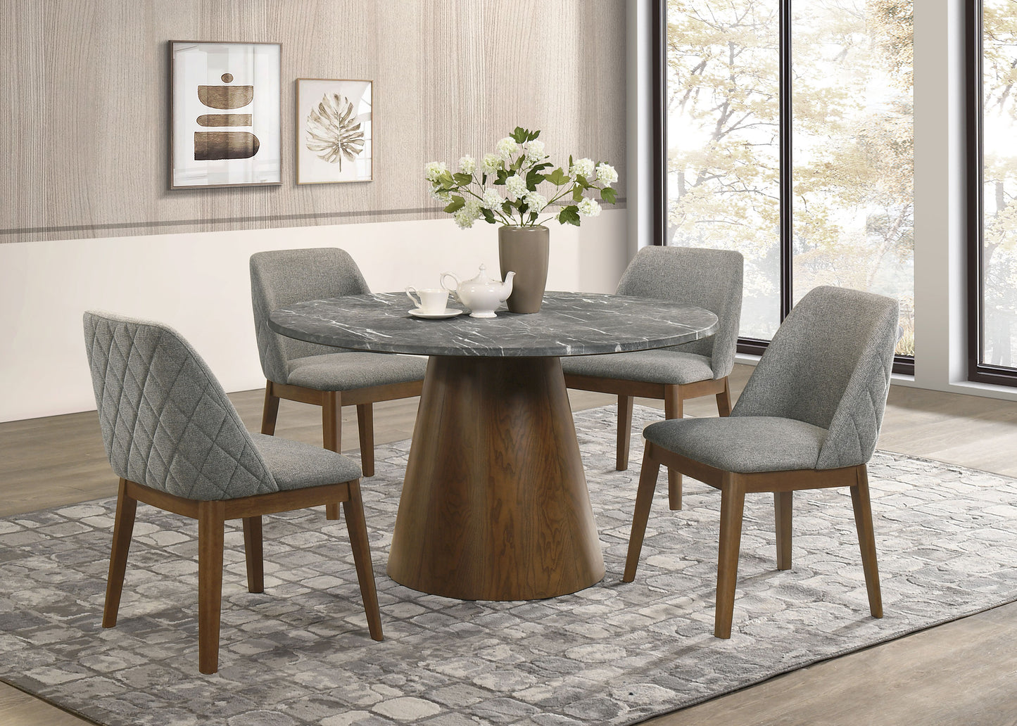 Ambrose Round 50-inch Marble Top Dining Table Brushed Gold
