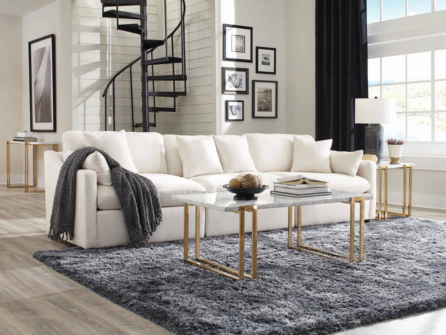 Calvyn Linen RAF Sectional Chair – Ivory