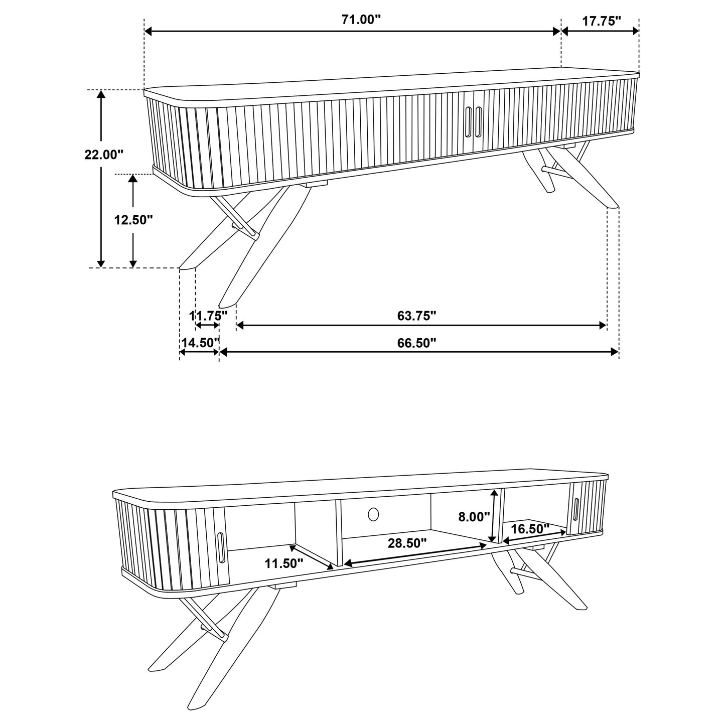 Ariston 71" Mid-Century Modern TV Console