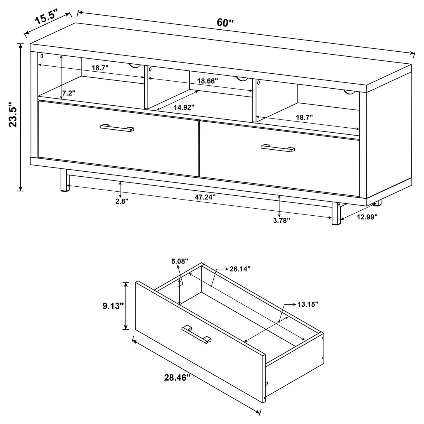 Lucento 60” Modern Media Console
