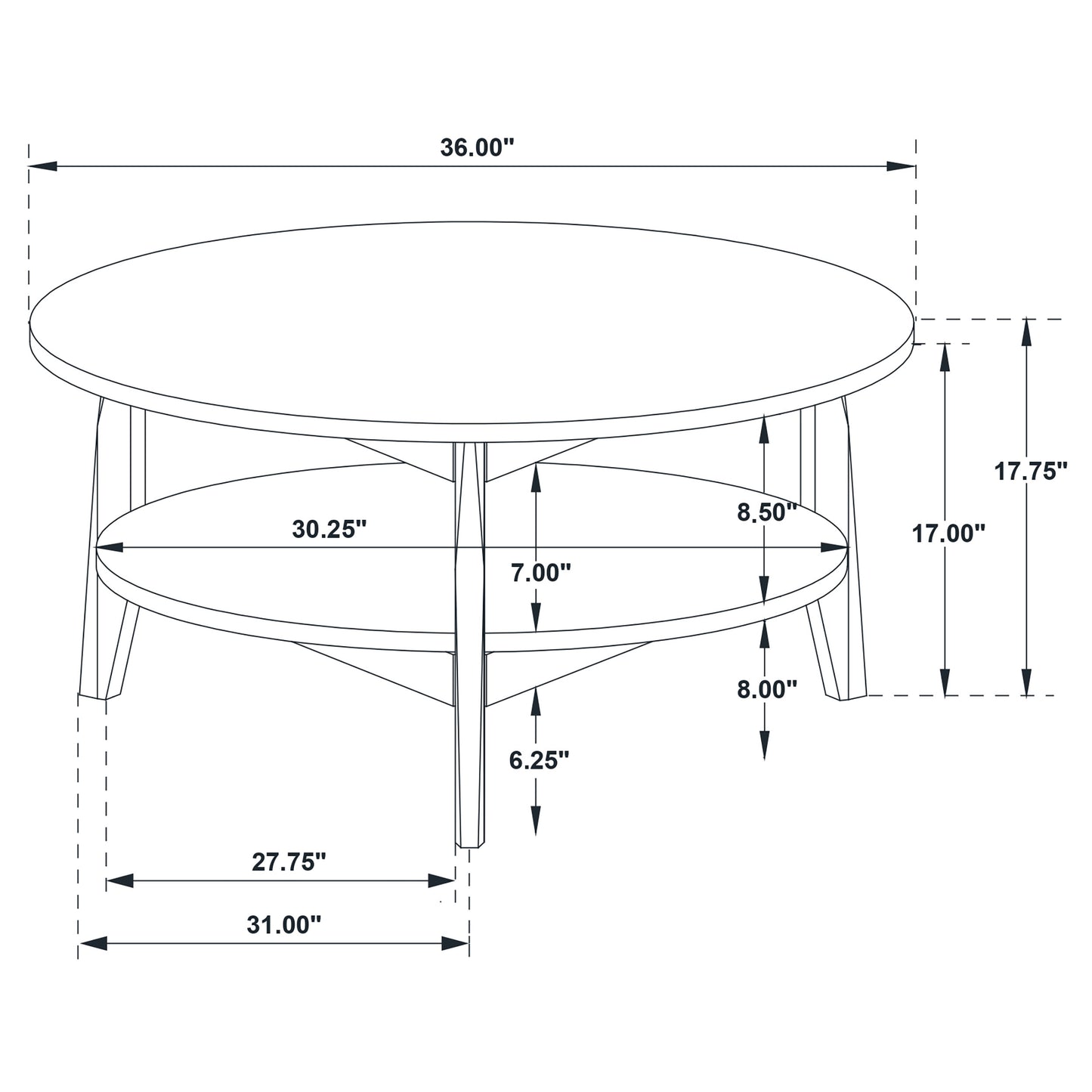 Nuvora Round SmartTop Coffee Table Grey and Natural