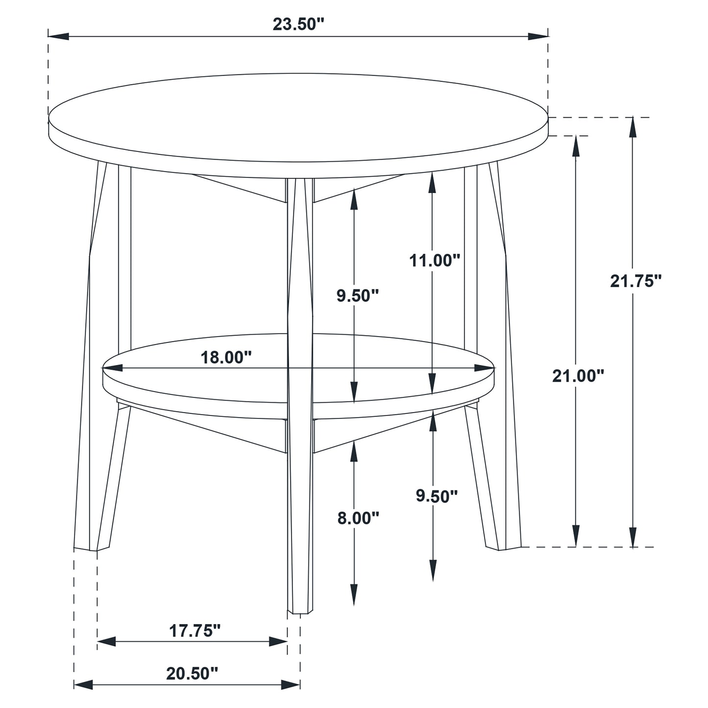 Nuvora Round SmartTop End Table Smokey Grey and Brown