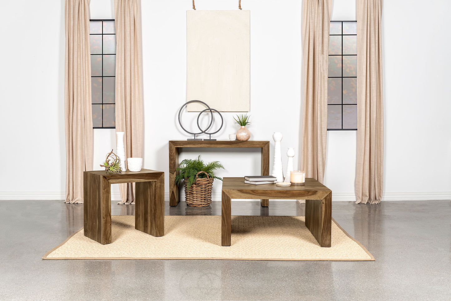 Auremont Square Sheesham Wood Coffee Table Auburn Finish