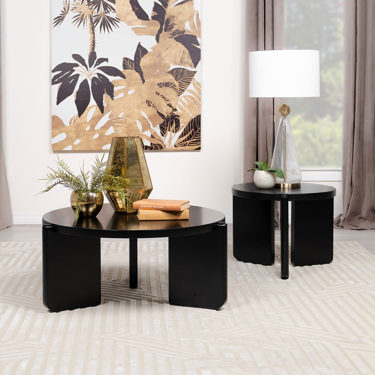 Cordova Modern Round Solid Wood Coffee Table – Black