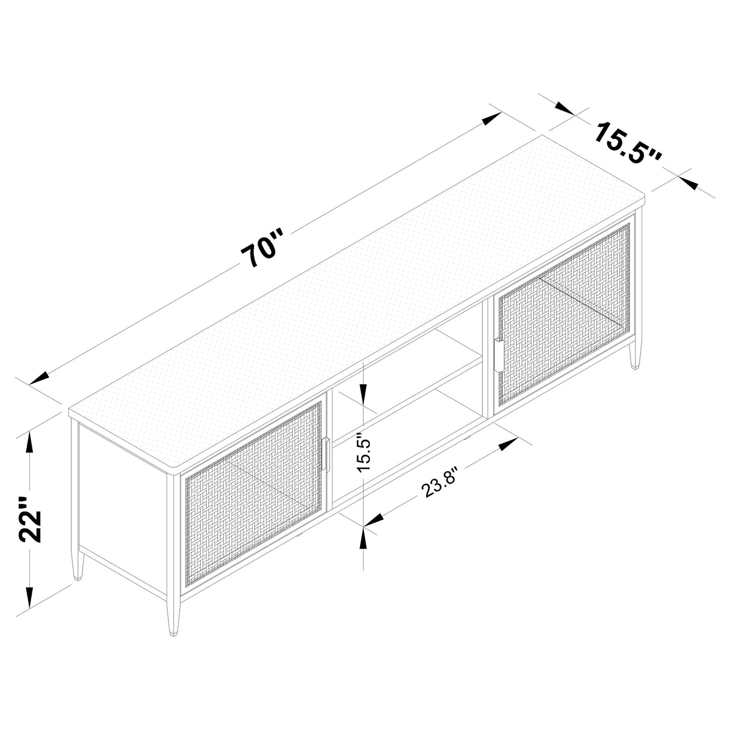 Arvella 70” Rattan Media Console