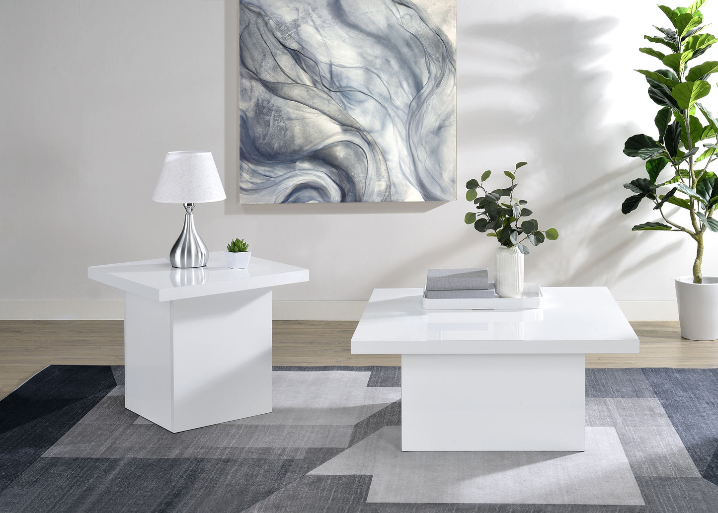 Devar Square Engineered Wood Coffee Table – White High Gloss