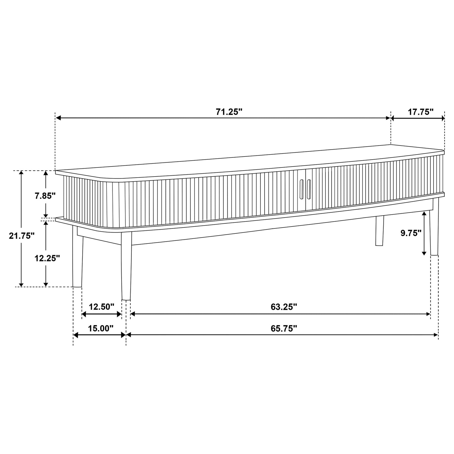 Solvane 71” Reeded Media Console