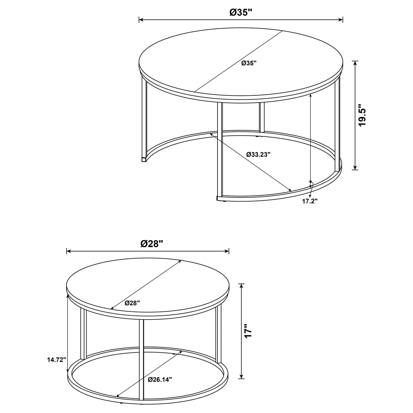 Lainey Modern Round Nesting Coffee Table Set in Mango