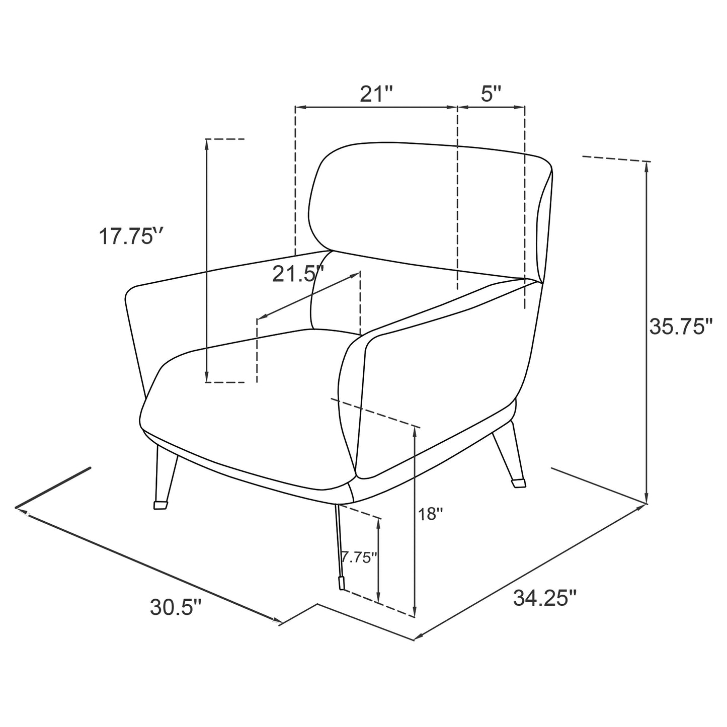 Andrea Upholstered Accent Chair – Grey