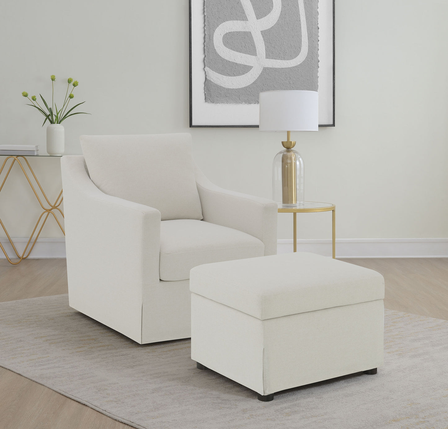 Winter Sloped-Arm Swivel Chair – Beige