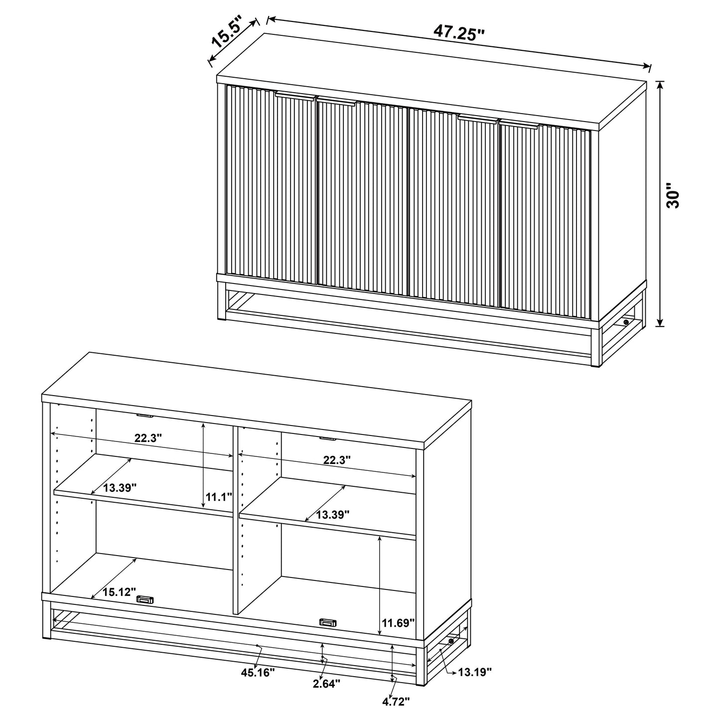 Ryatt Rustic Industrial 4-Door Accent Cabinet
