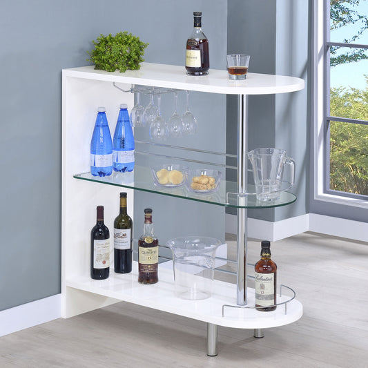 Rectangular 2-tier Home Bar Table White High Gloss