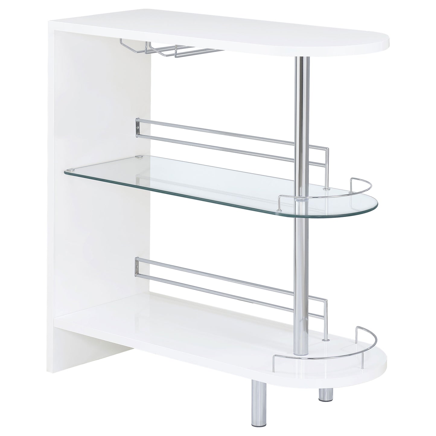 Rectangular 2-tier Home Bar Table White High Gloss