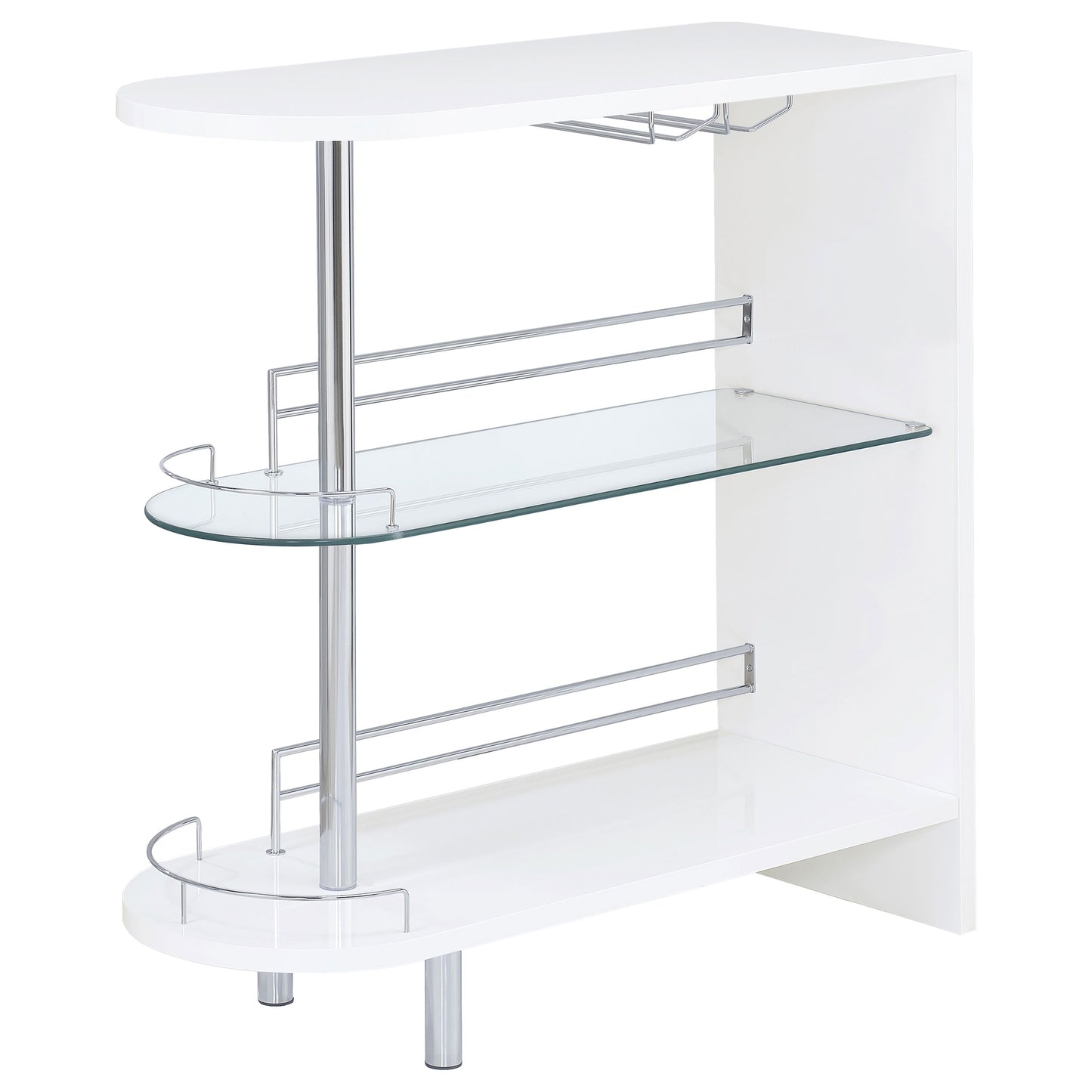Rectangular 2-tier Home Bar Table White High Gloss