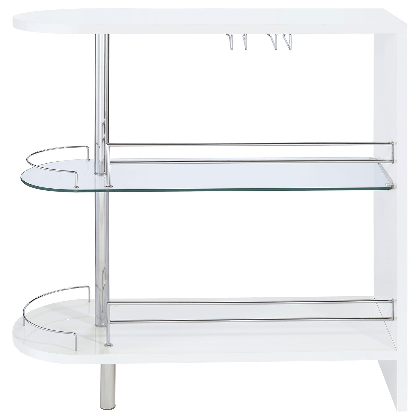 Rectangular 2-tier Home Bar Table White High Gloss