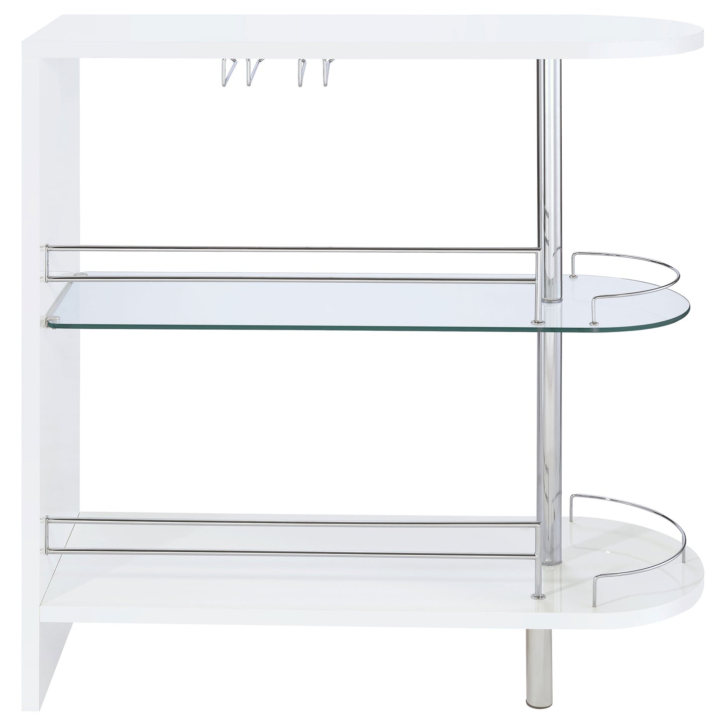 Rectangular 2-tier Home Bar Table White High Gloss
