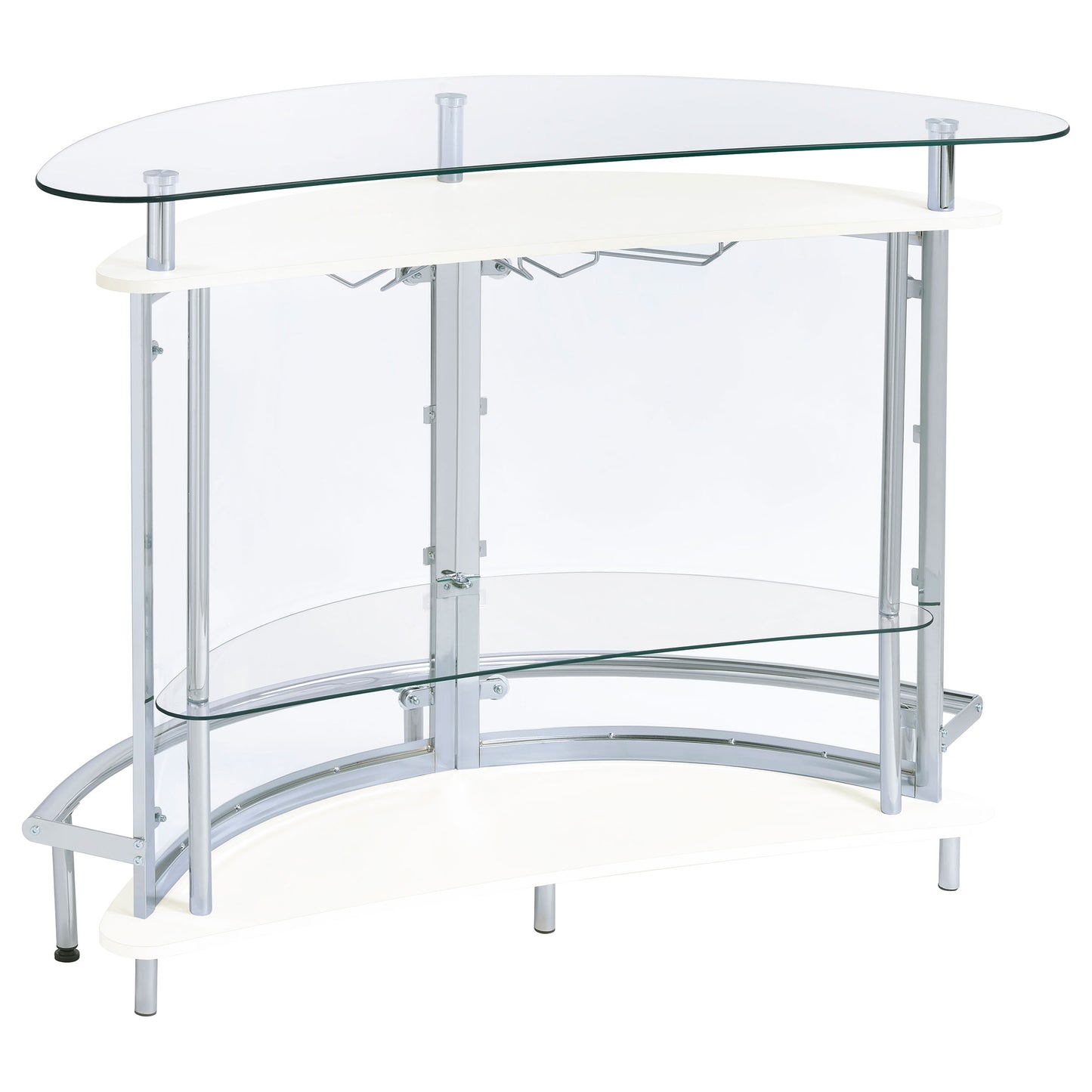 Amarillo Modern Freestanding Wine Cabinet with Glass Top – White Finish