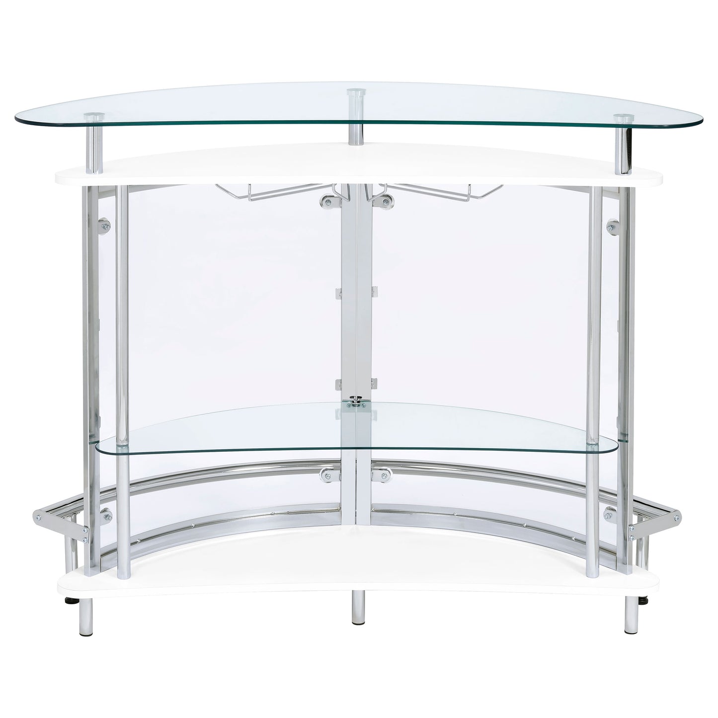 Amarillo Modern Freestanding Wine Cabinet with Glass Top – White Finish