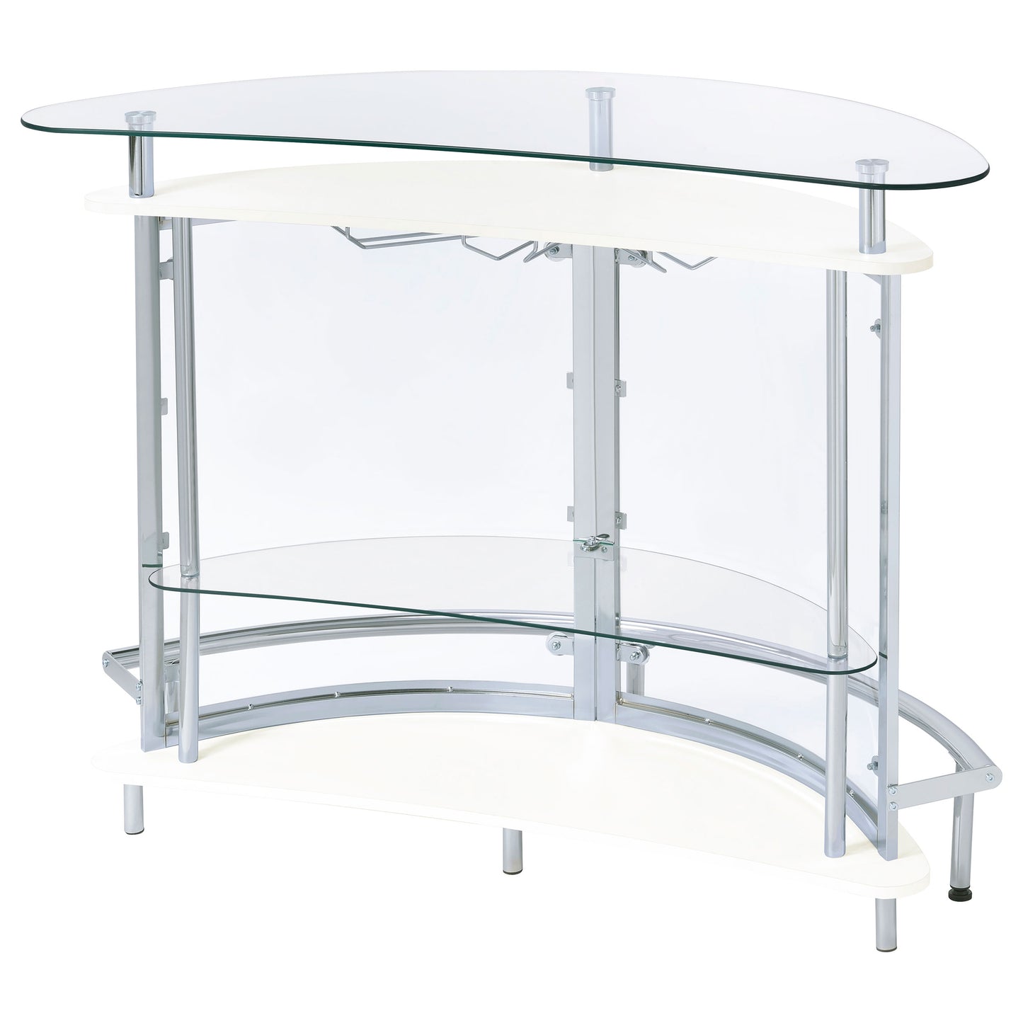 Amarillo Modern Freestanding Wine Cabinet with Glass Top – White Finish
