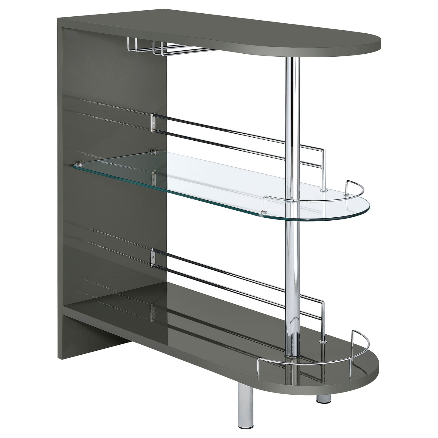 Calder 2-Tier Rectangular Home Bar Table – Grey High Gloss