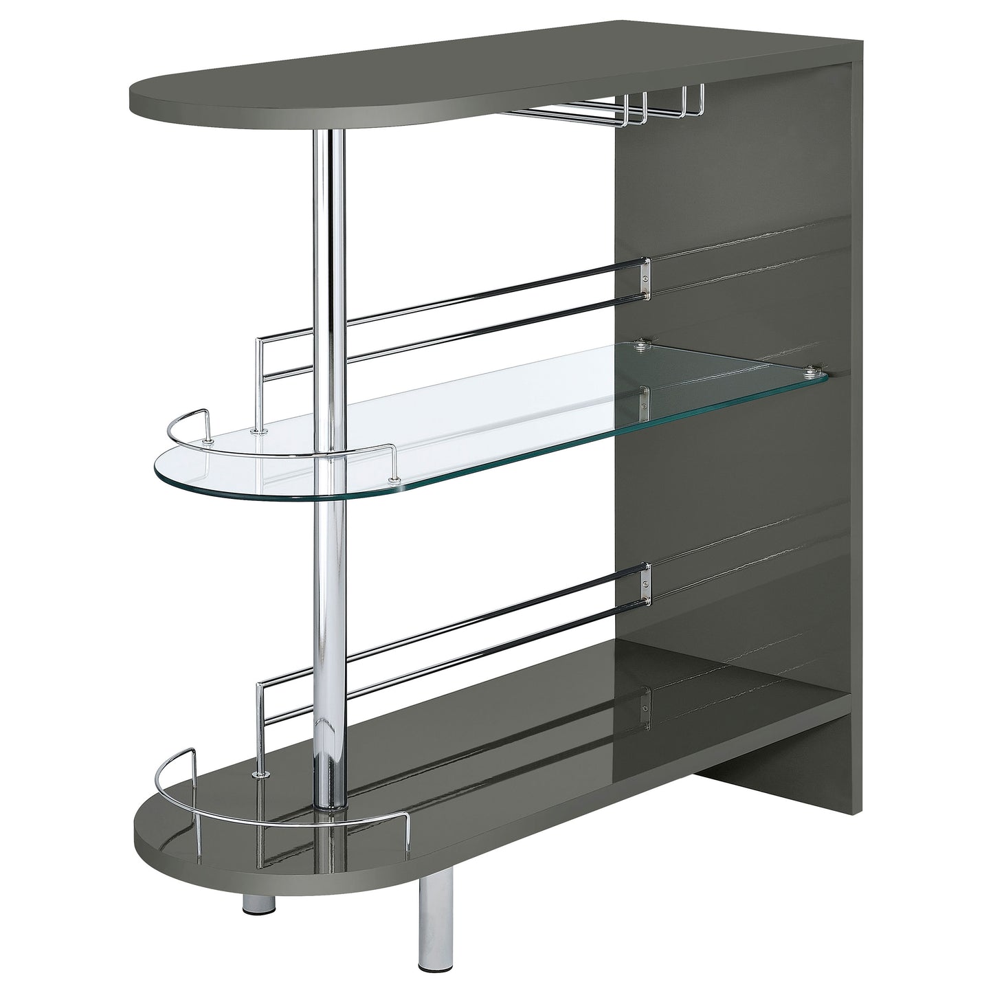Calder 2-Tier Rectangular Home Bar Table – Grey High Gloss