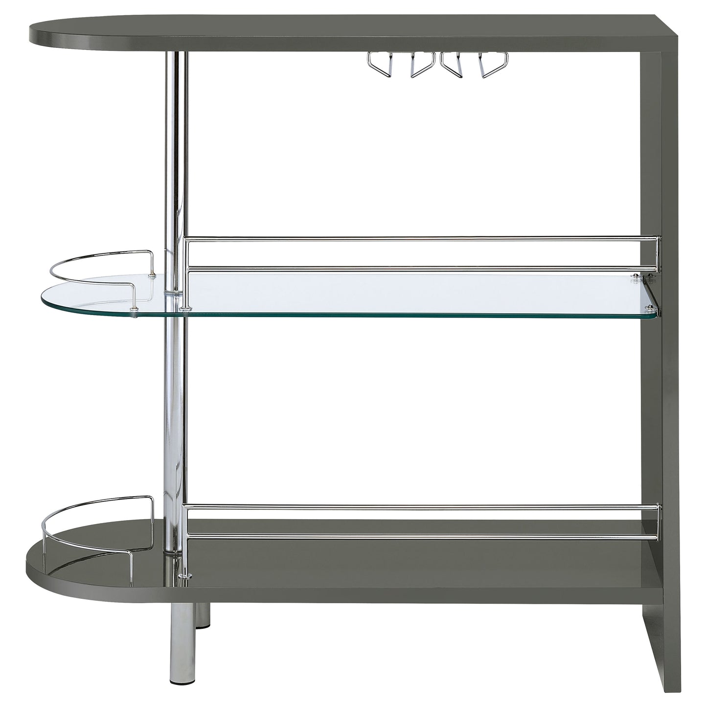 Calder 2-Tier Rectangular Home Bar Table – Grey High Gloss