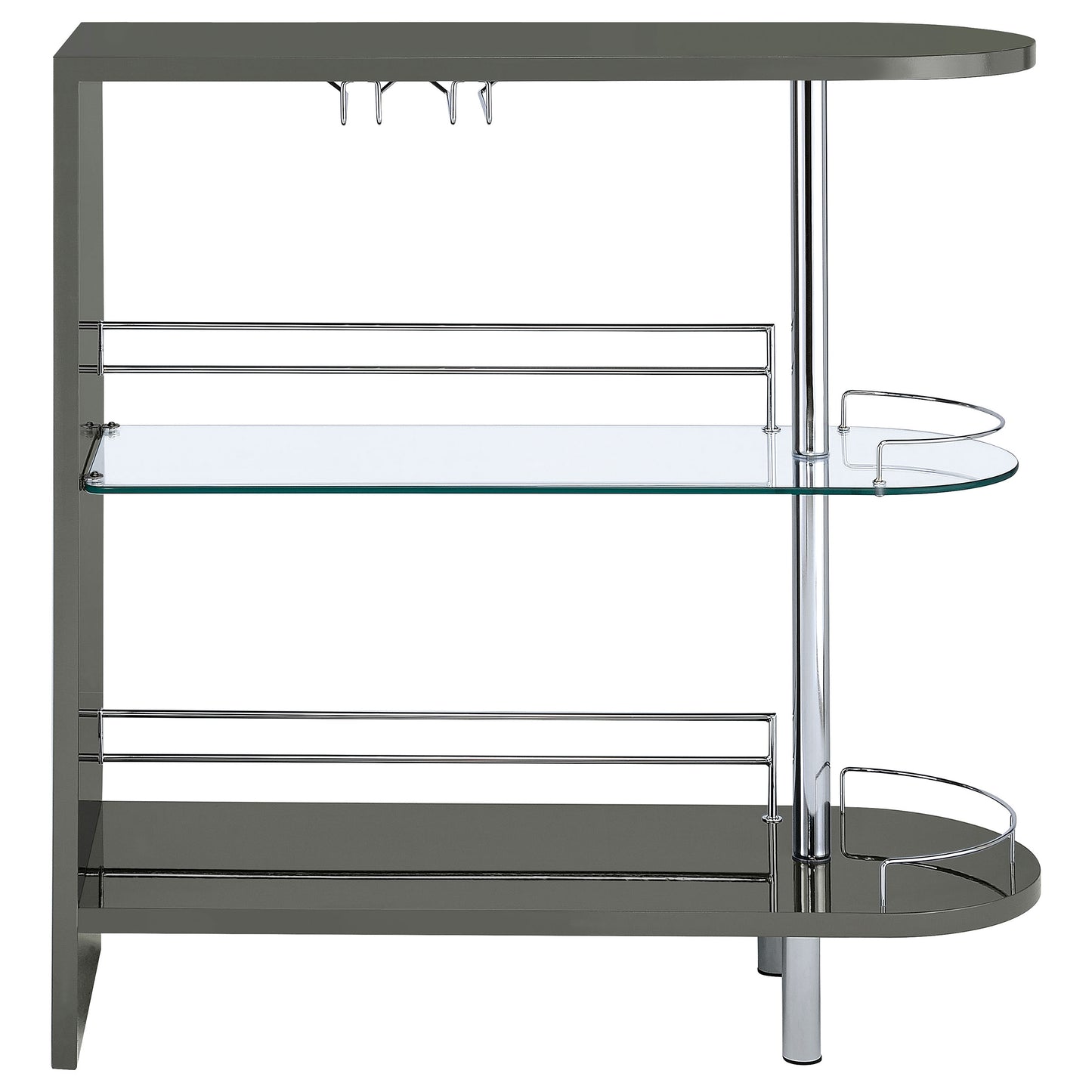 Calder 2-Tier Rectangular Home Bar Table – Grey High Gloss
