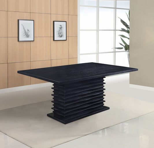 Zaviro 66-inch Black Dining Table with Sculptural Pedestal Base