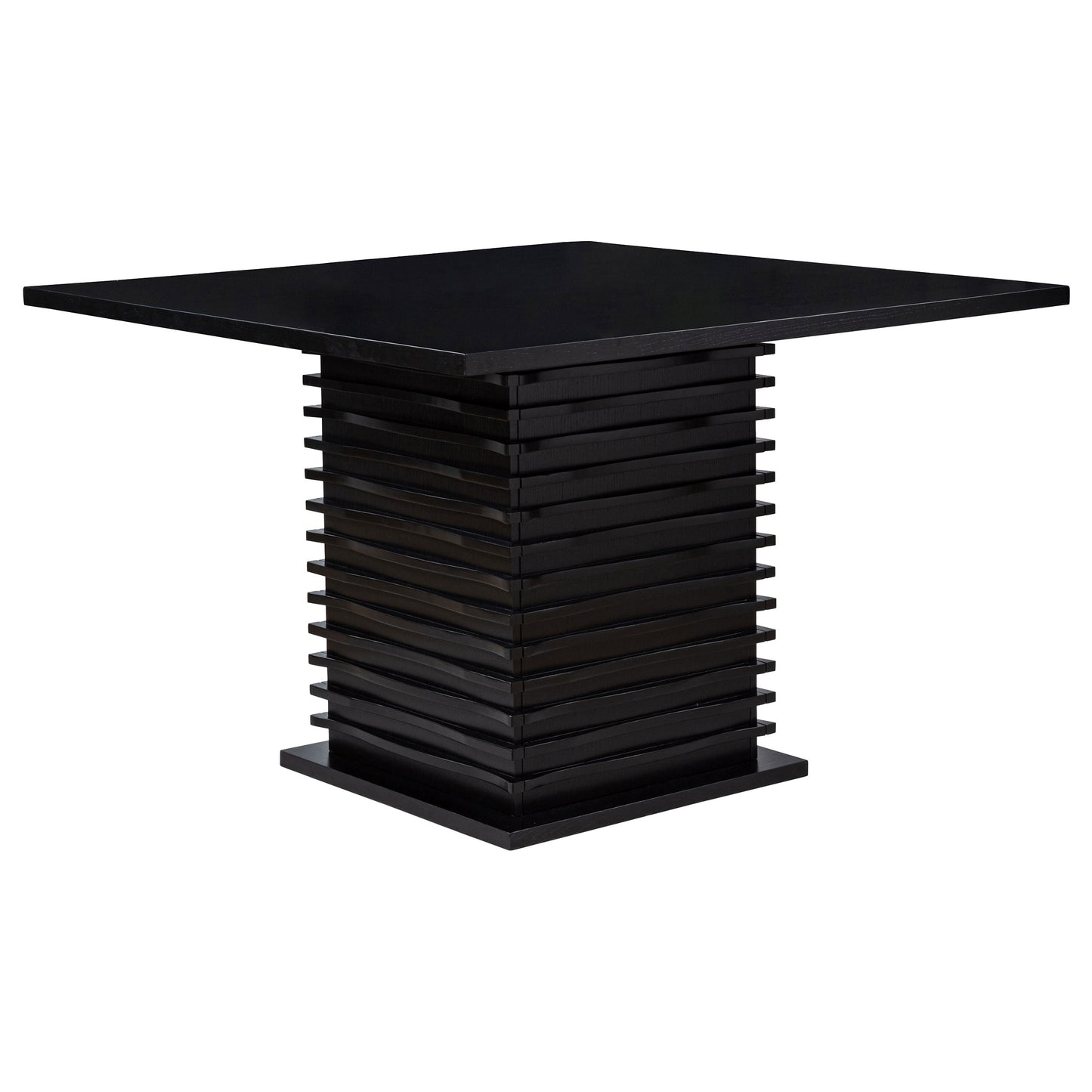 Monvero 54-inch Square Counter Height Dining Table Black with Sculptural Pedestal Base