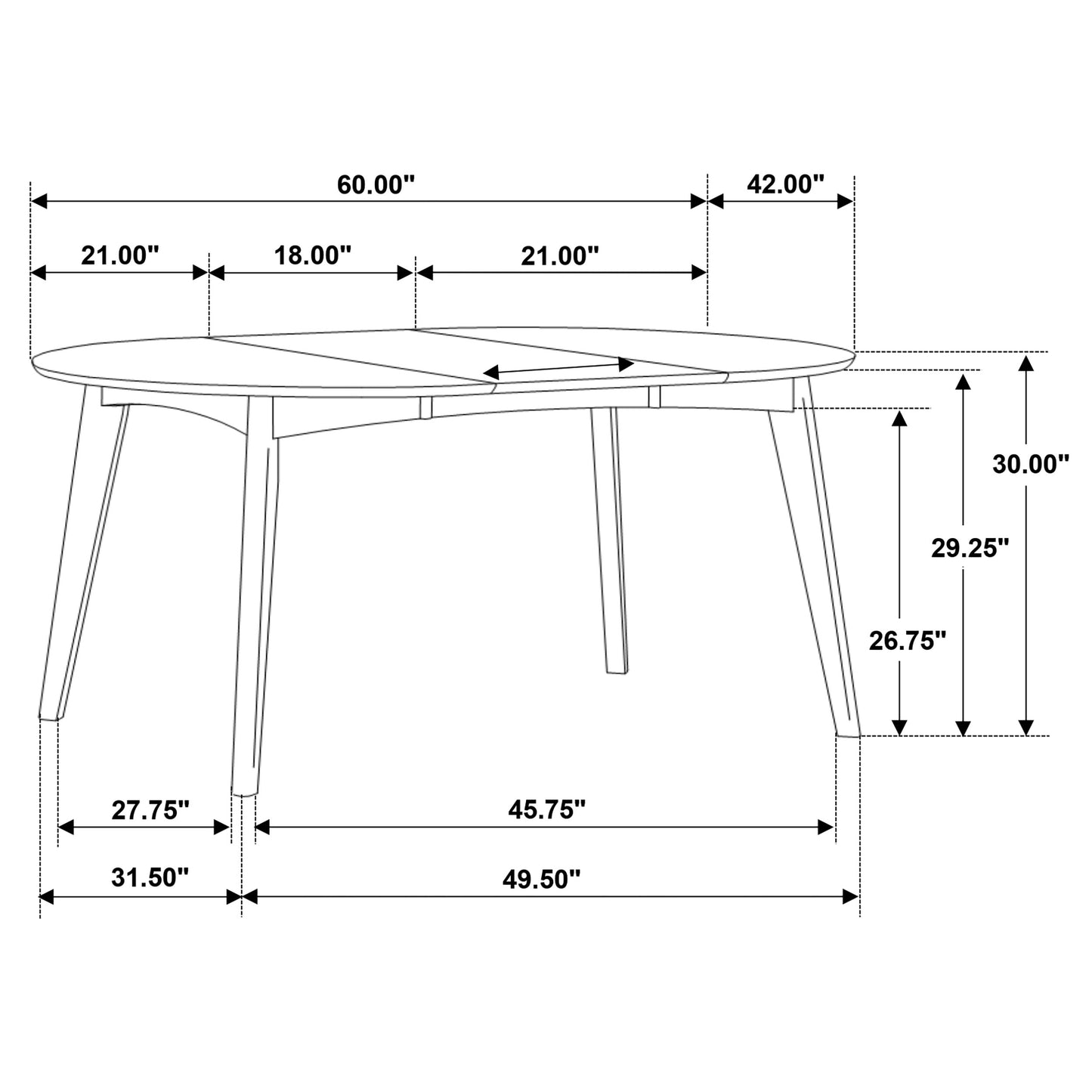 Elric 60” Expandable Dining Table in Dark Walnut