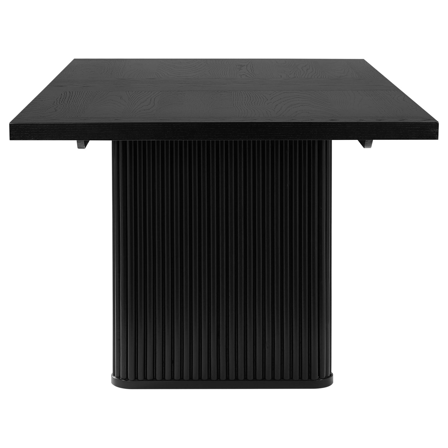 Noirva 84-inch Black Wood Dining Table with Fluted Pedestal Base
