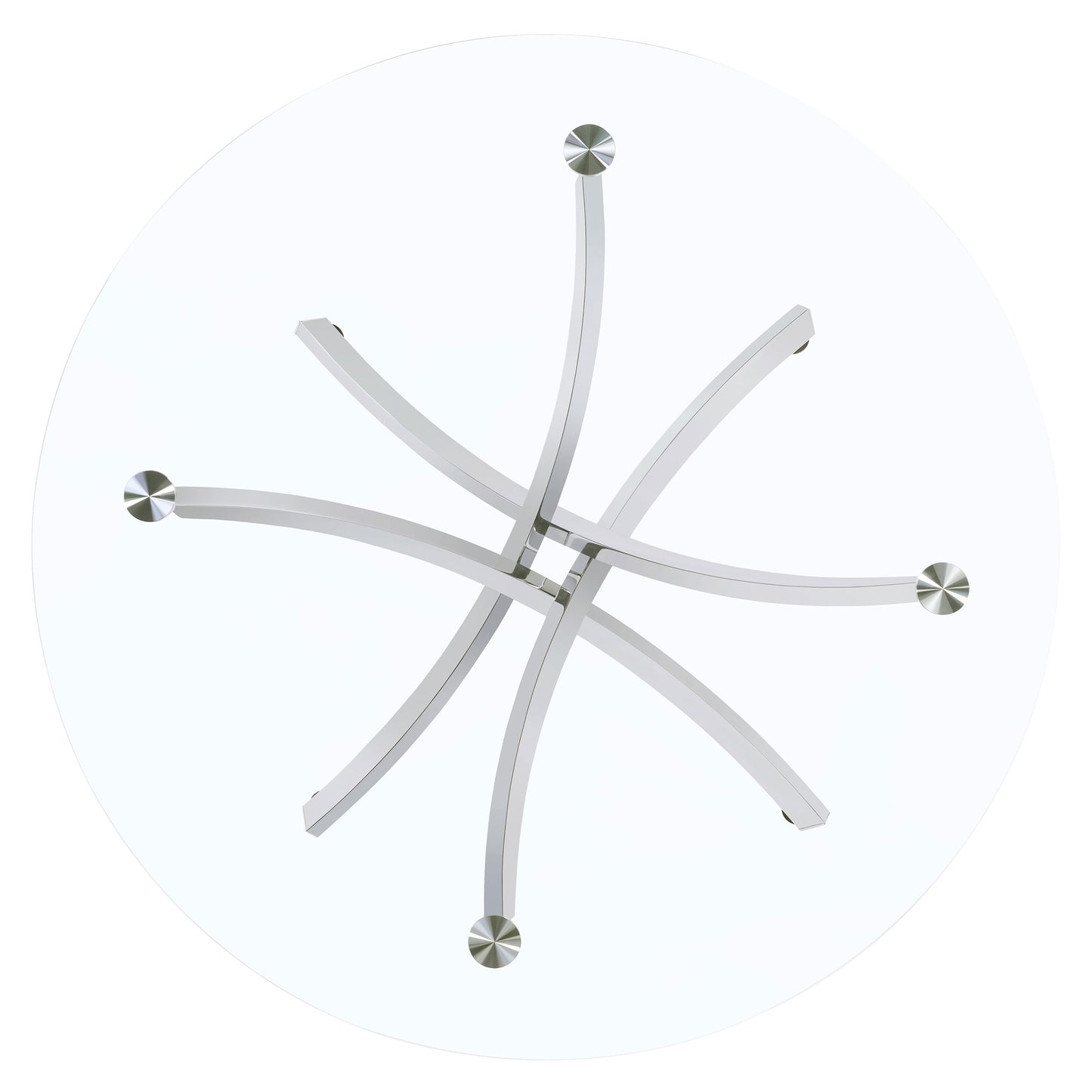 Kaelis 46” Round Glass Dining Table with Sculptural Chrome Base