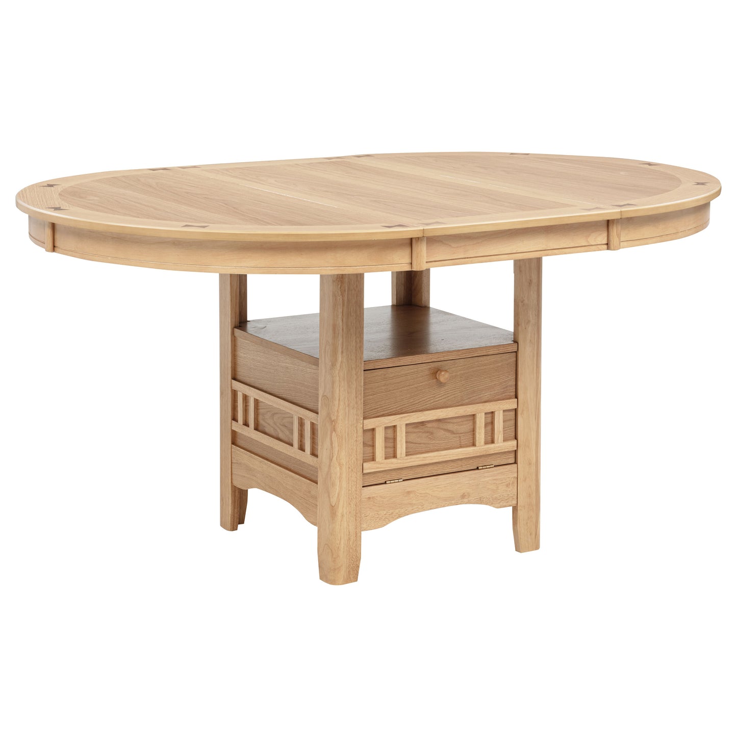 Elowen 60-inch Light Oak Oval Extension Dining Table with Storage Pedestal Base