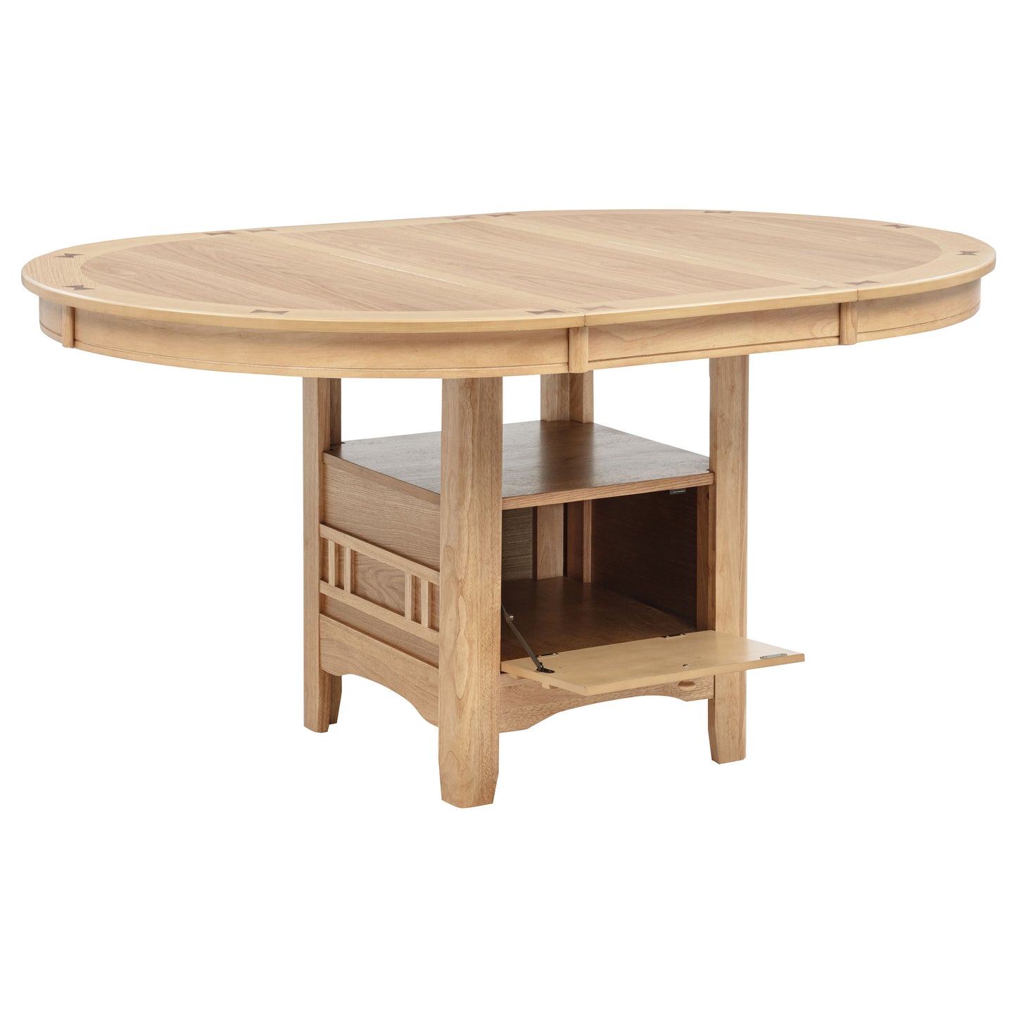 Elowen 60-inch Light Oak Oval Extension Dining Table with Storage Pedestal Base