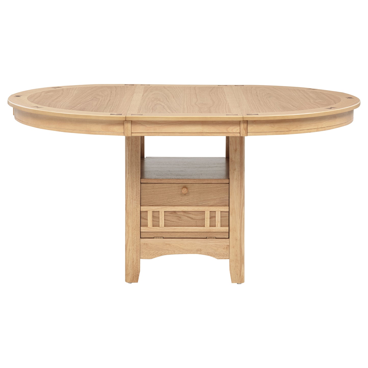 Elowen 60-inch Light Oak Oval Extension Dining Table with Storage Pedestal Base