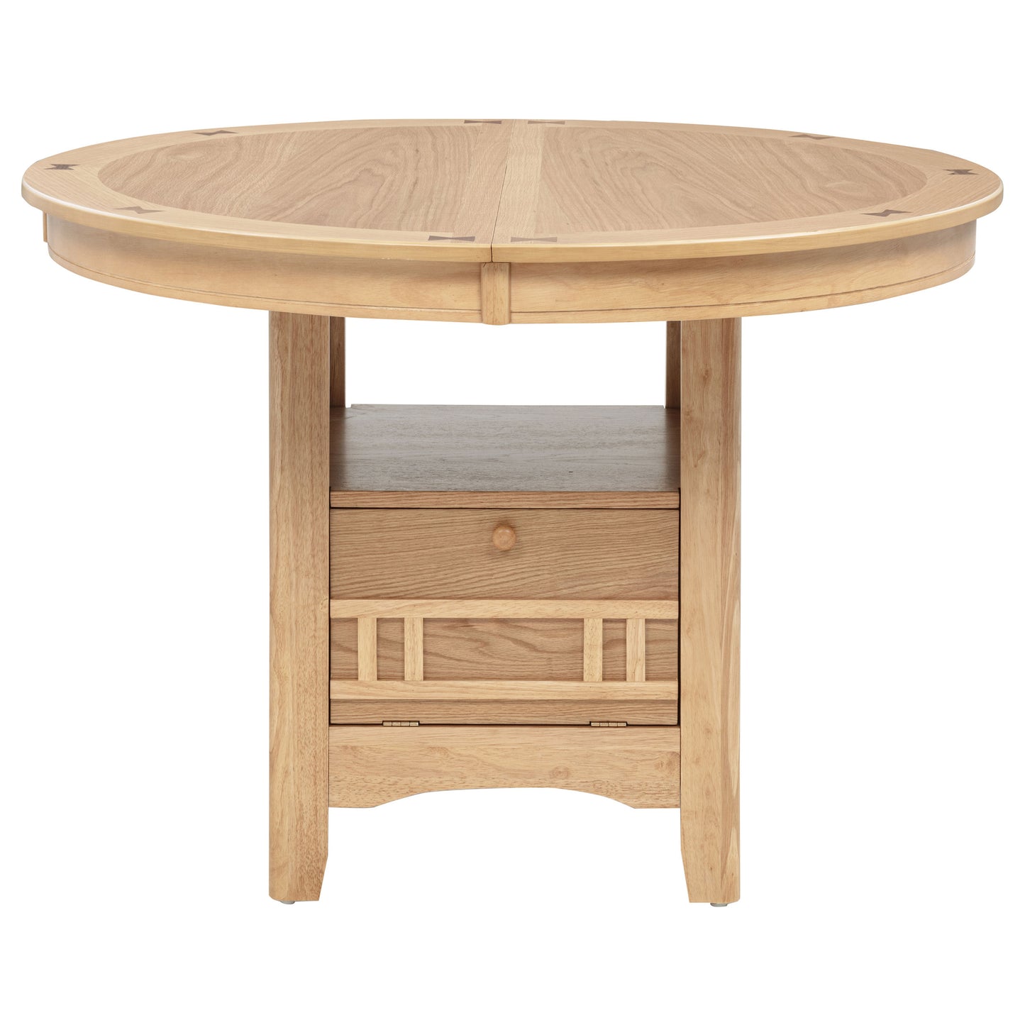 Elowen 60-inch Light Oak Oval Extension Dining Table with Storage Pedestal Base