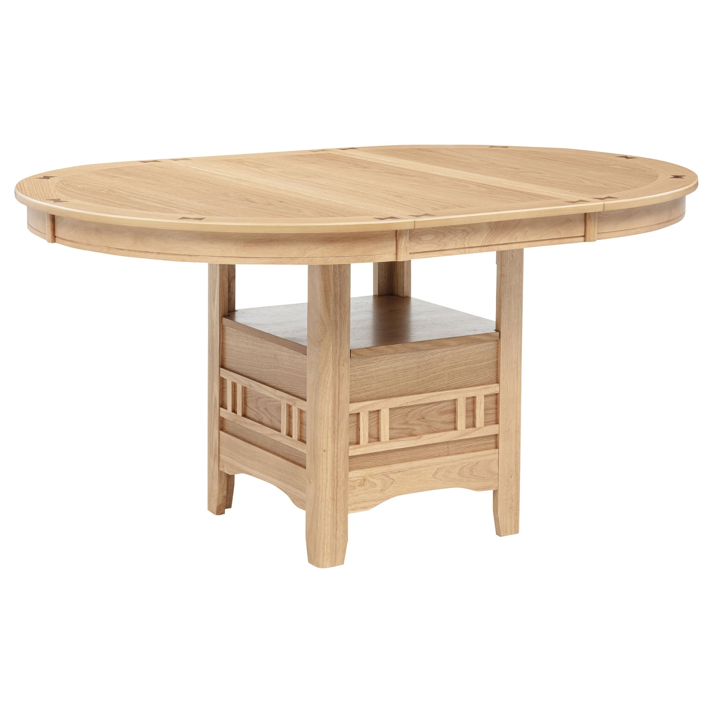 Elowen 60-inch Light Oak Oval Extension Dining Table with Storage Pedestal Base