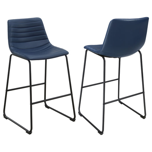 Zuni Faux Leather Upholstered Counter Chair – Blue (Set of 2)