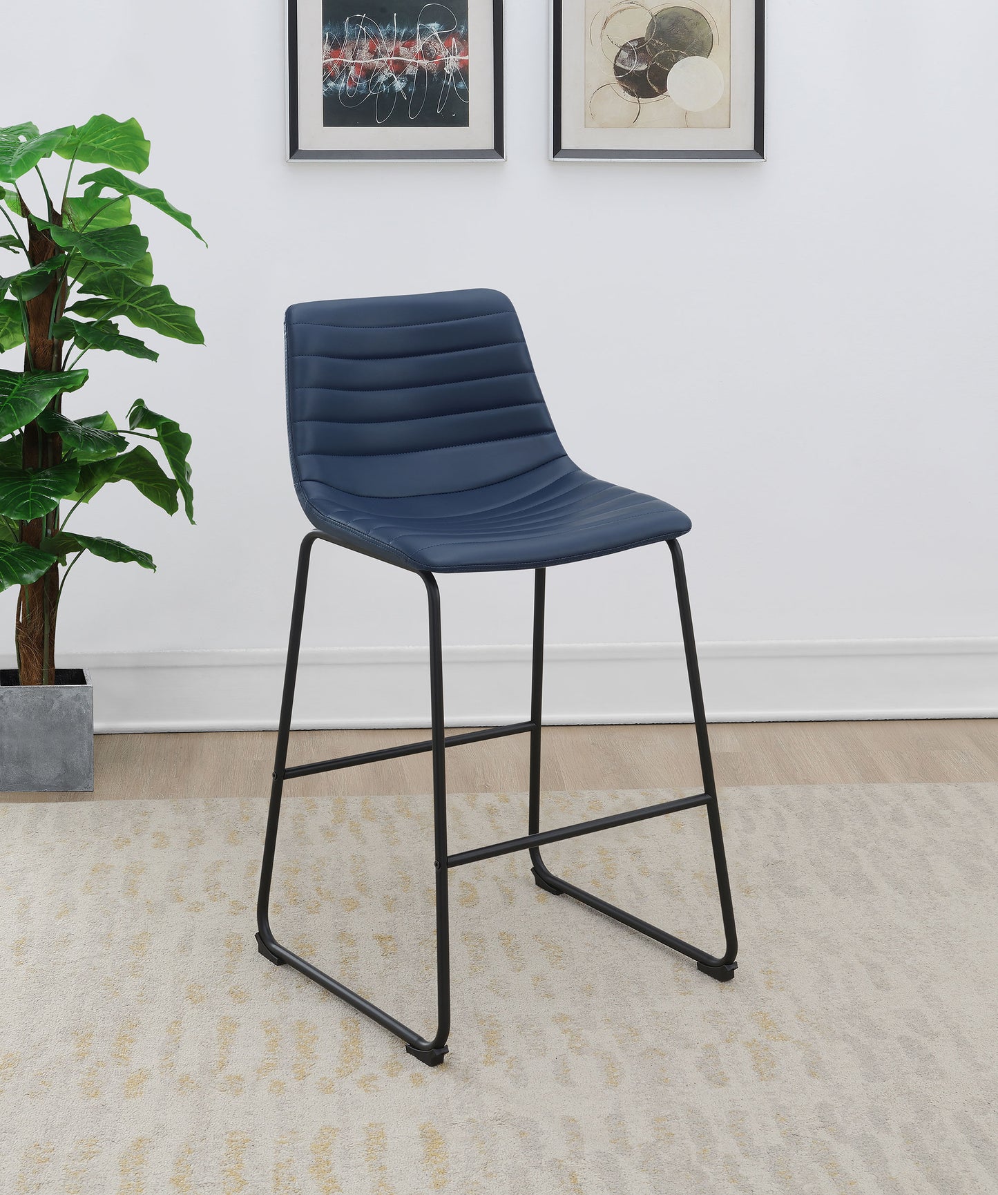 Zuni Faux Leather Upholstered Counter Chair – Blue (Set of 2)