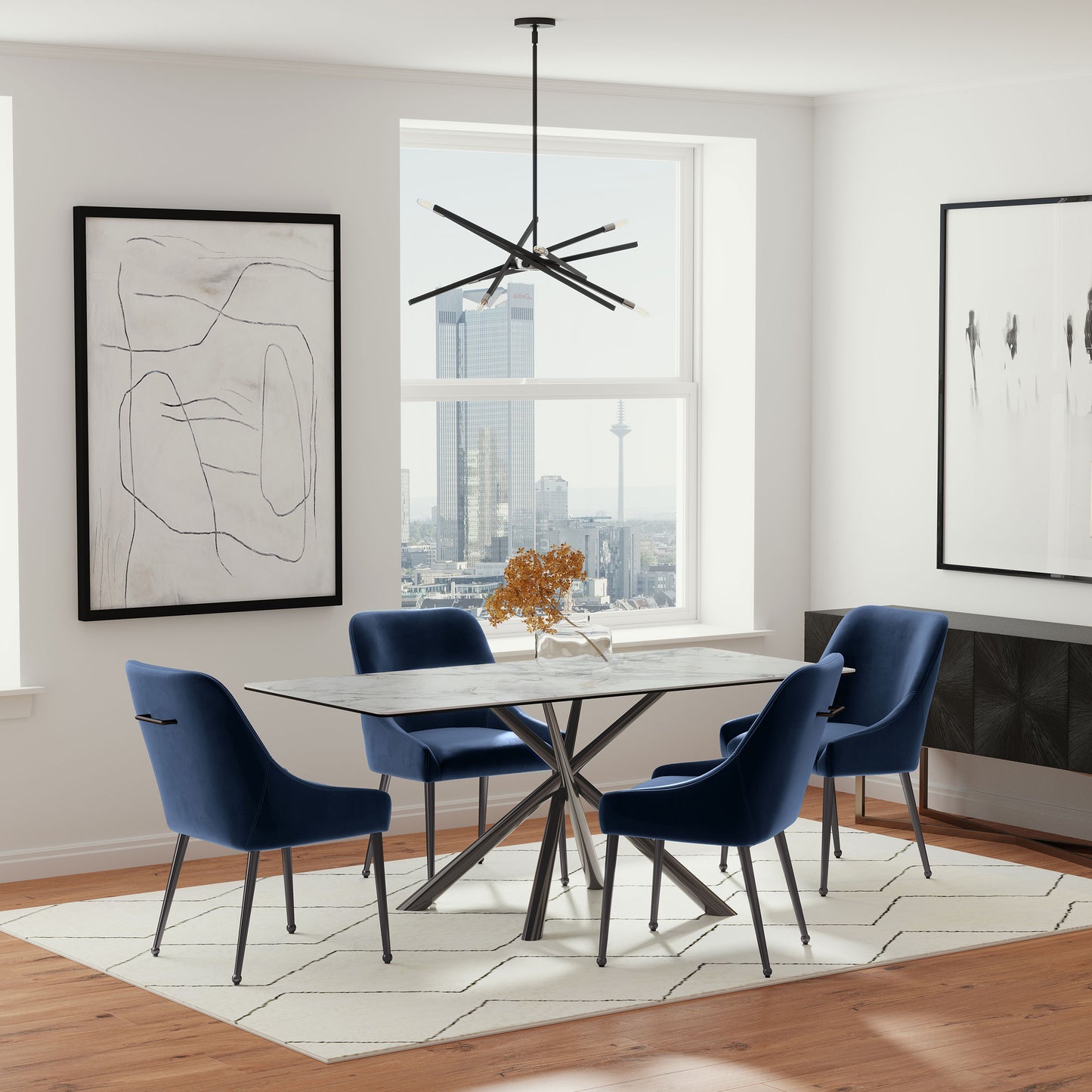Mayette Upholstered Dining Side Chair – Blue (Set of 2)