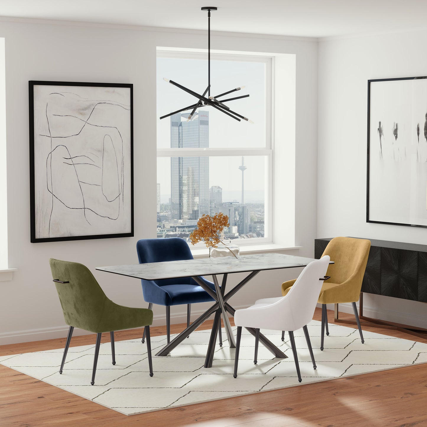 Mayette Upholstered Dining Side Chair – Blue (Set of 2)