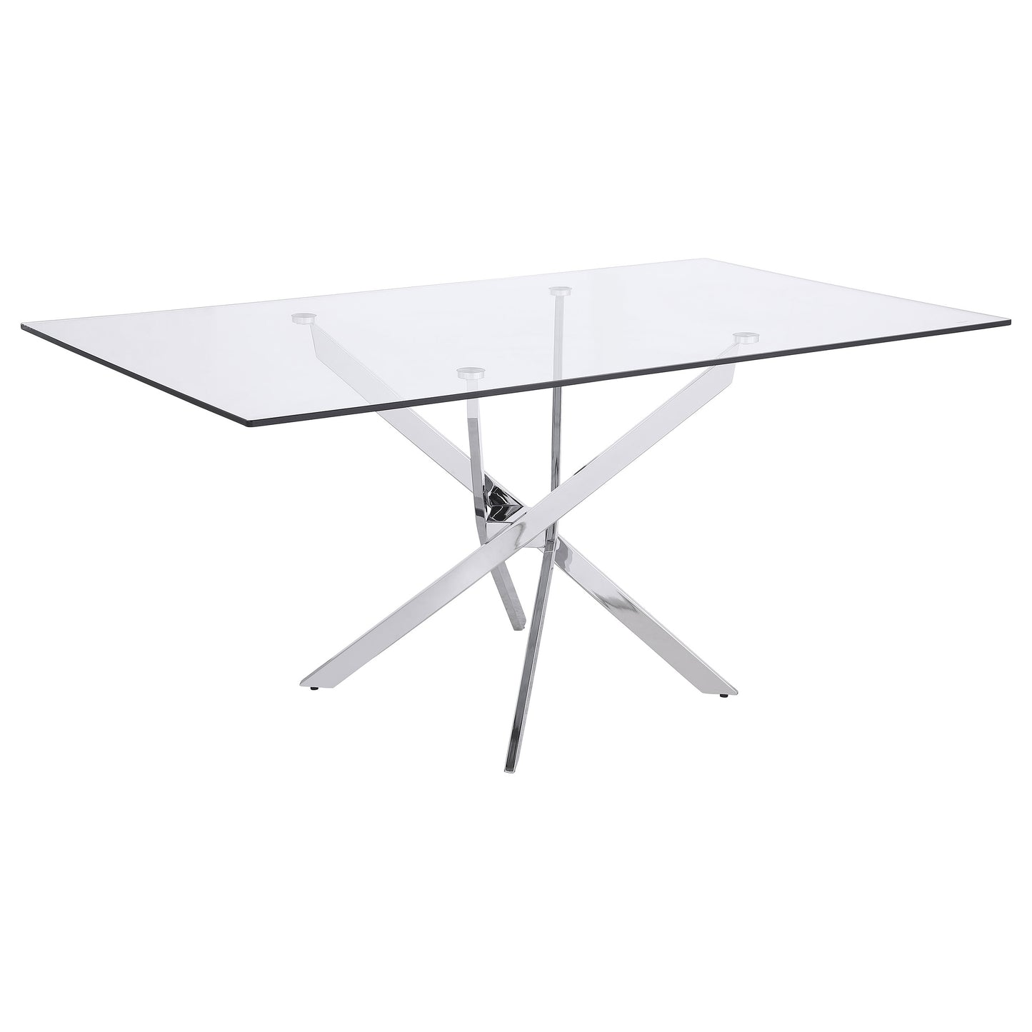 Carmelo Rectangular 66-Inch Glass Top Dining Table – Chrome