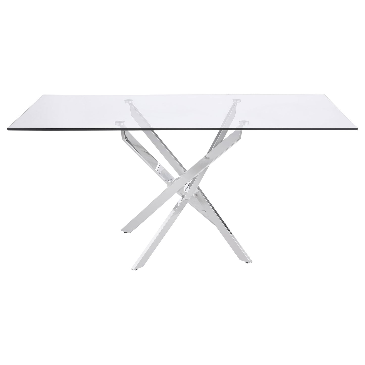 Carmelo Rectangular 66-Inch Glass Top Dining Table – Chrome