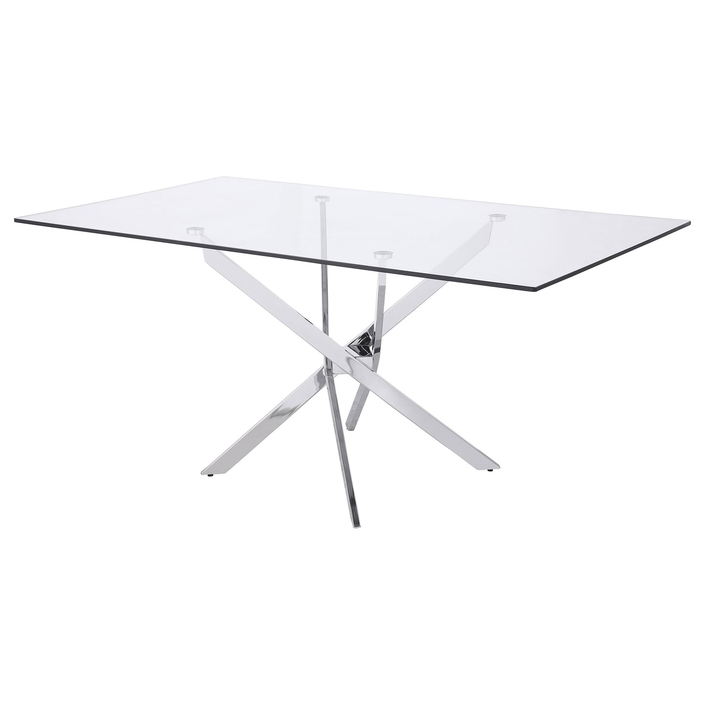 Carmelo Rectangular 66-Inch Glass Top Dining Table – Chrome