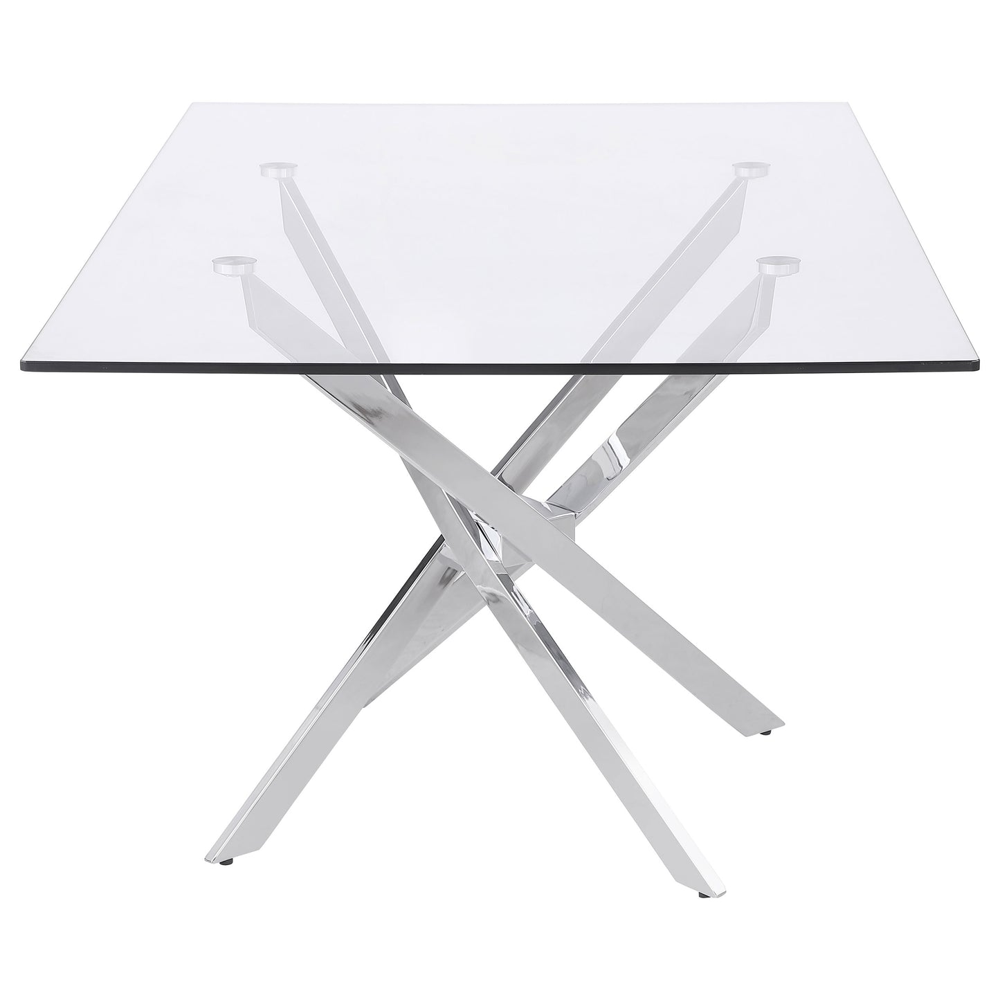 Carmelo Rectangular 66-Inch Glass Top Dining Table – Chrome