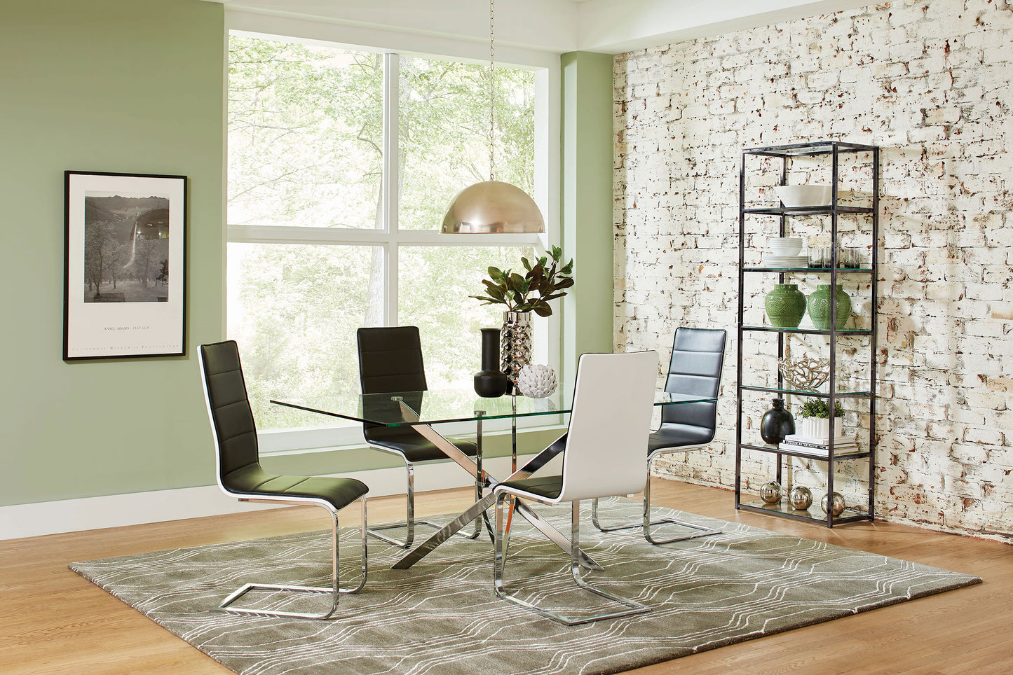 Carmelo Rectangular 66-Inch Glass Top Dining Table – Chrome